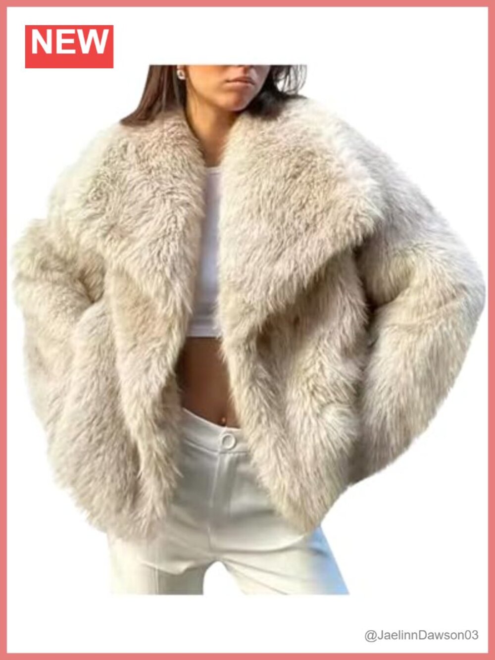 Faux Fur Jacket Fluffy Cropped Long Sleeve Lapel Button Fuzzy Winter Coat
